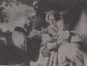 unknow artist drottning victoria och prins albert med sitt barn prins arthur 1851 USA oil painting artist